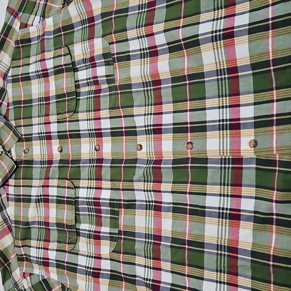 Orvis Sporting Traditions Short Sleeve Green Plaid Two Pocket Shirt Sze XL #1057 - Picture 3 of 16